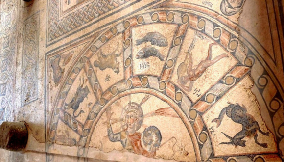 Hammat Tiberias synagogue, Helios and zodiac floor mosaic