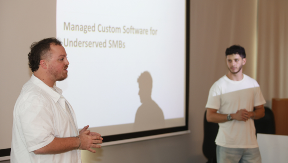 Sofaer Global MBA students presenting their venture at the 2026 Sofaer Pitch Competition at Tel Aviv University