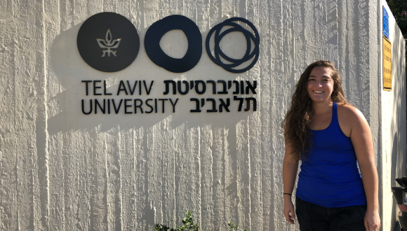 Galit Shapira, graduate of TAU's international BA in Liberal Arts, on Tel Aviv University campus