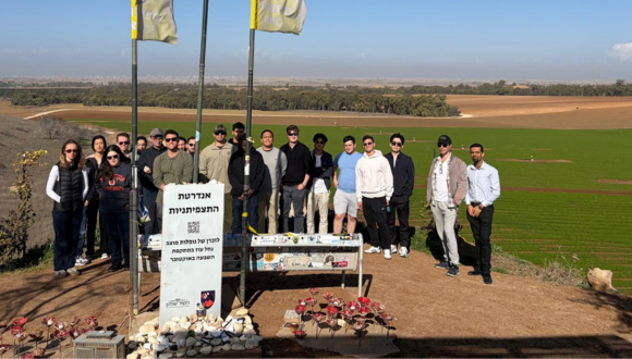 Security & Diplomacy students at a memorial to female soldiers who fell on October 7