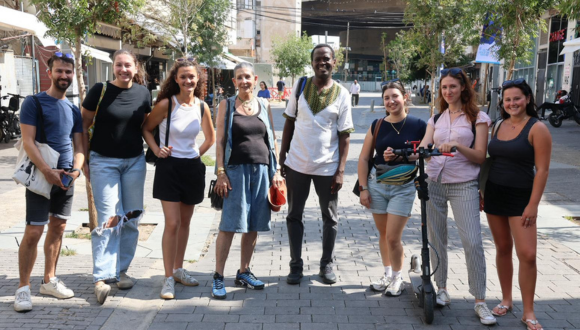 TESOL graduate students on a field trip in Tel Aviv with Prof Elana Shoshamy