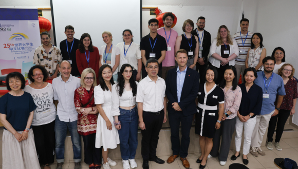 Chinese Bridge participants, judges, and organizers gather for the Israeli final of the Chinese language competition at Tel Aviv University.