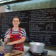 Aliya Fastman, the founder of Citrus&Salt cooking studio, in her studio